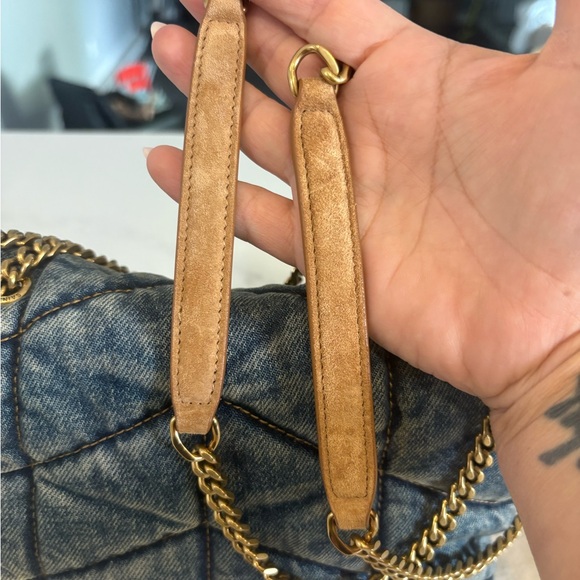 Saint Laurent Blue and Gold Quilted Shoulder Bag - Picture 9 of 15